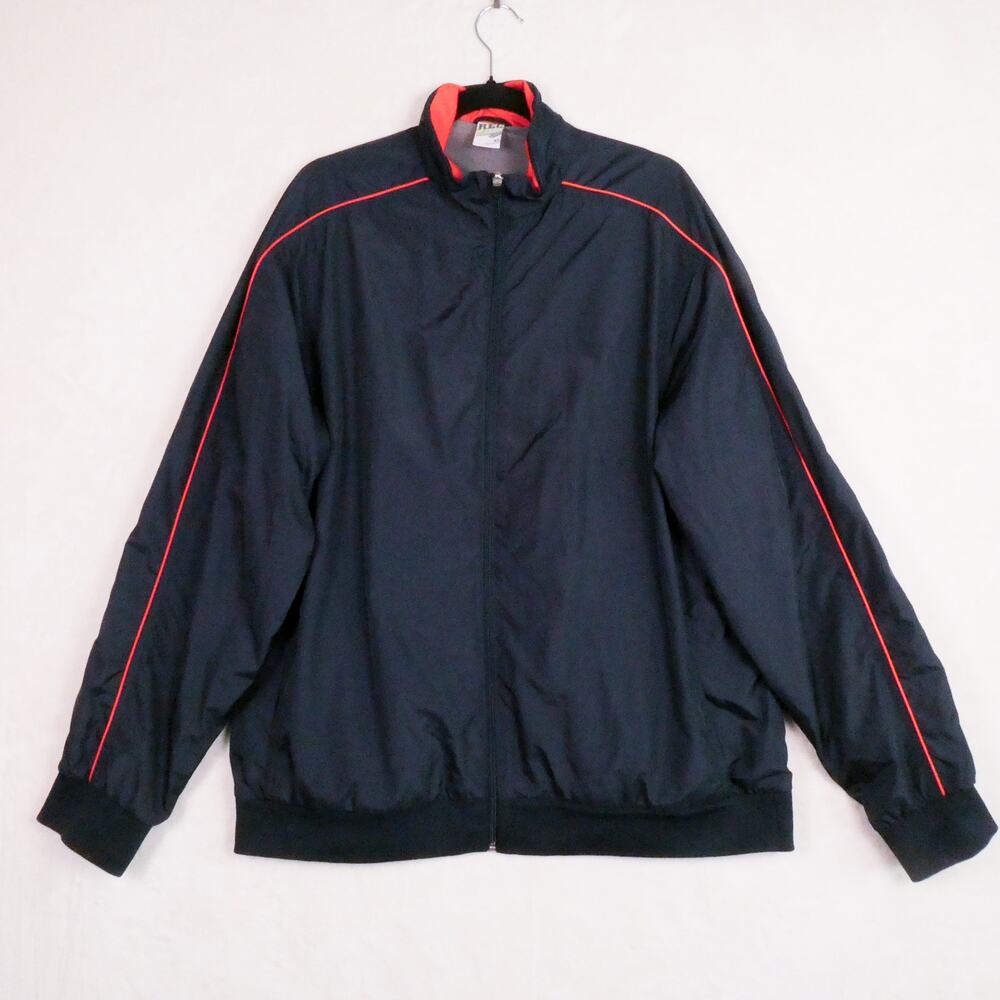Old Navy Rec Tech Windbreaker Jacket Size XL Navy  Blue with Bright Orange Trim